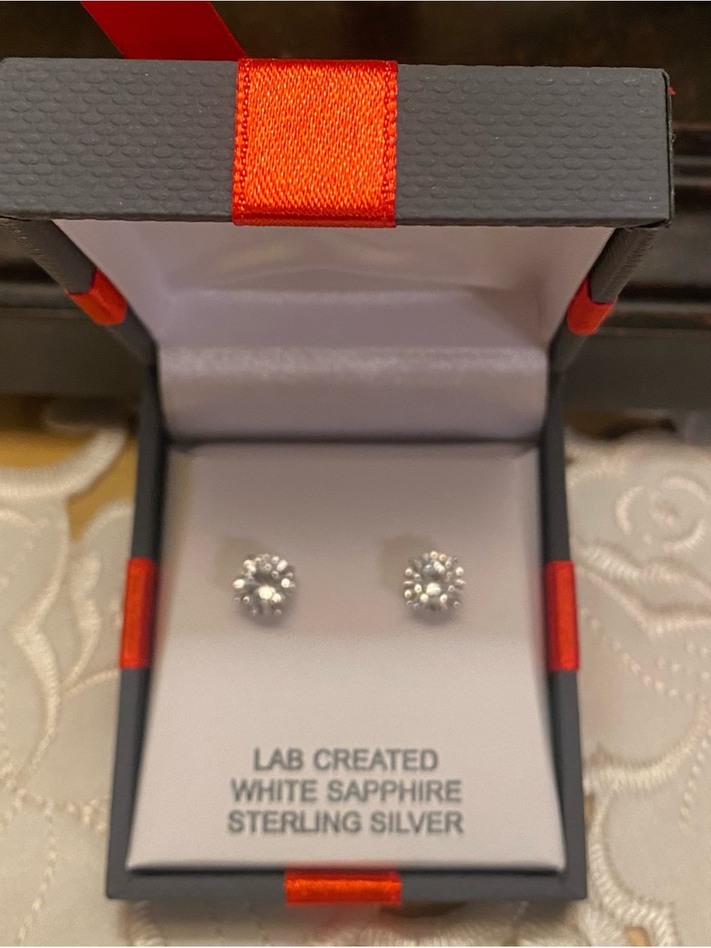 Sterling Silver White Sapphire Stud Earrings